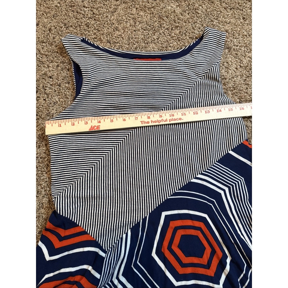 Maeve Anthropologie Cameron Striped Blue White Asymmetrical Swing Dress Size M - Picture 6 of 7
